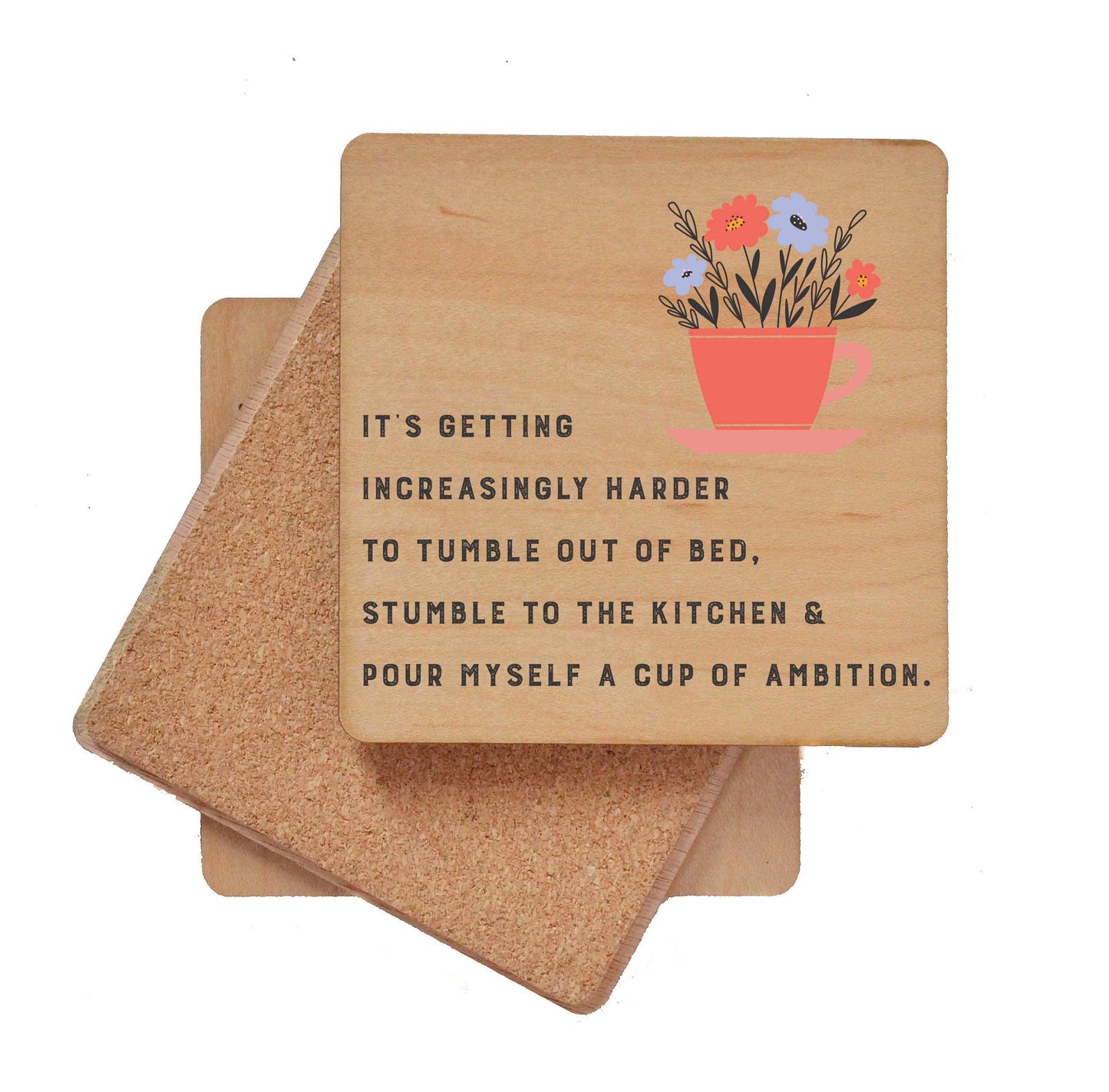Tumble Out Of Bed Funny Wooden Coasters - Coasters Gift