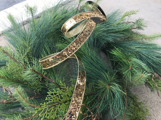 1"x10yds Cirque Glitter Gold Ribbon