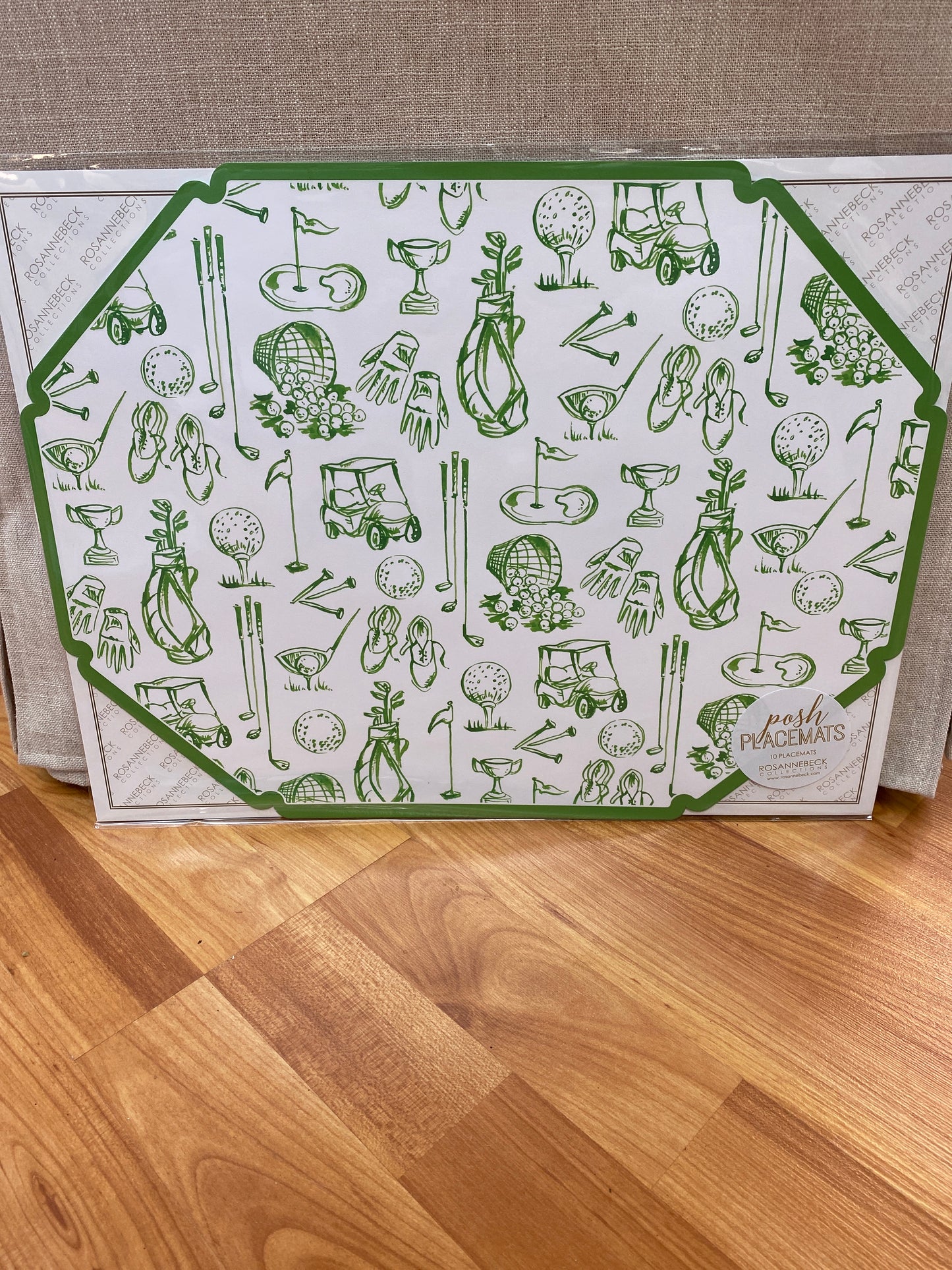 Posh Die Cut Placemat Green Golf Toile