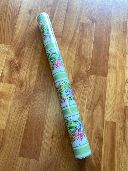 Table Runner Spring Flowers & Green Stripes 12FT x 20"