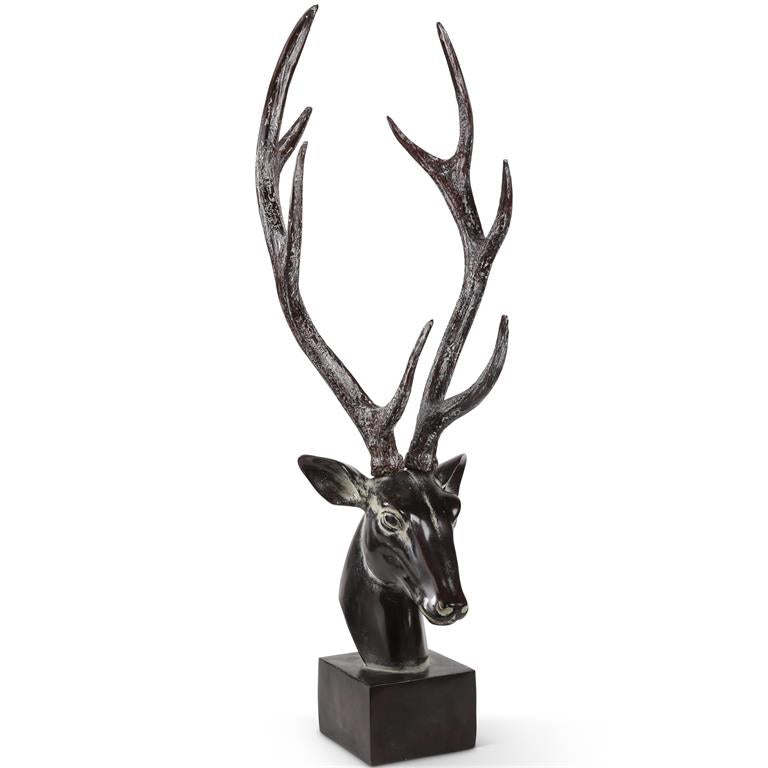 38" Dark Finished Deer Bust on Square Base
