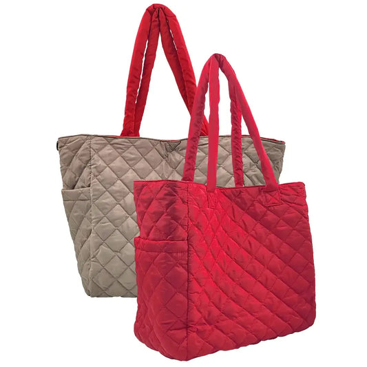 Large Reversible Nylon Tote- New colors added: Red/Taupe