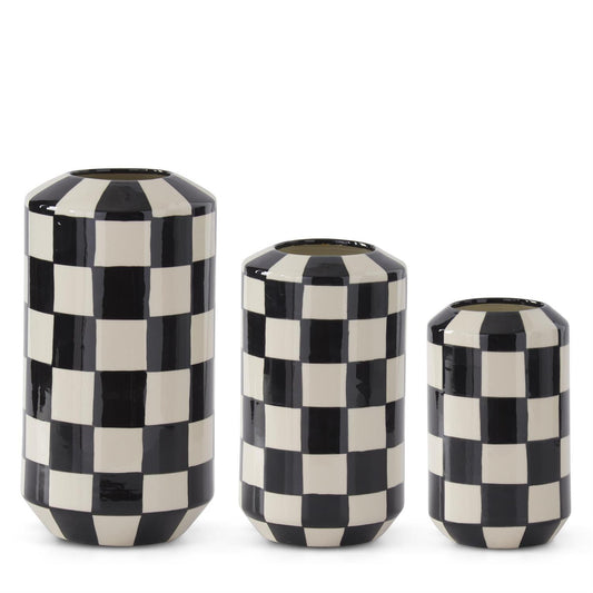 Ceramic Black & White Check Vases