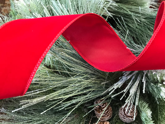 Value Velvet Wired Edge Ribbon Red 2.5”x10yds