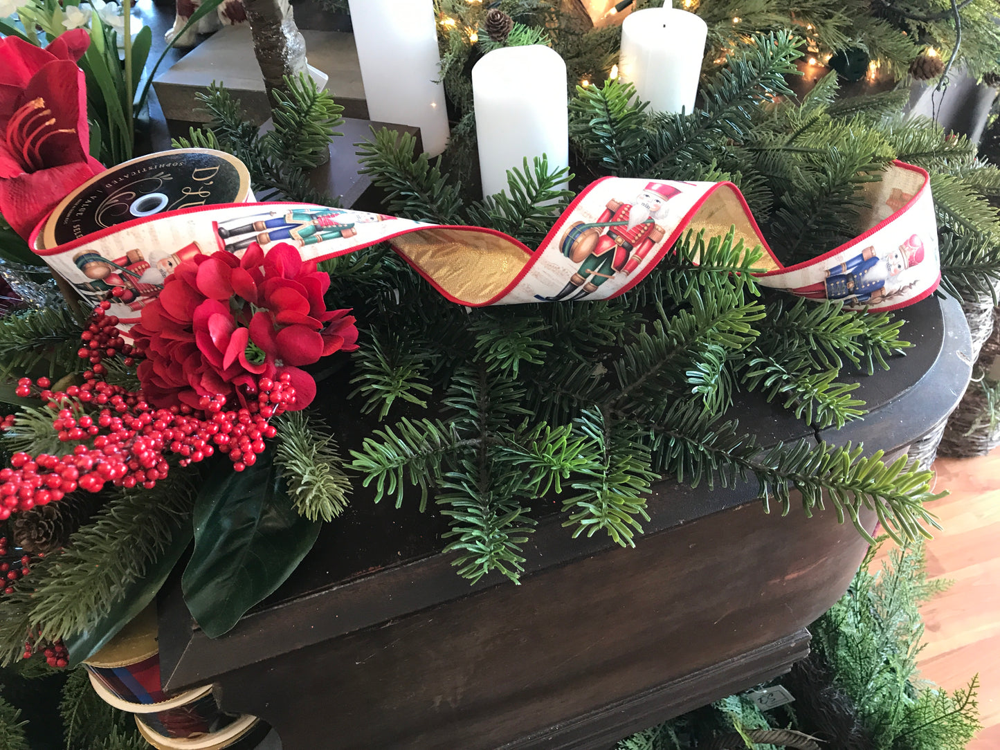 2.5” x 10yds Fused Nutcracker Ribbon with Gold Back