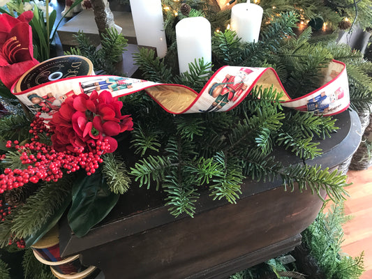 2.5” x 10yds Fused Nutcracker Ribbon with Gold Back