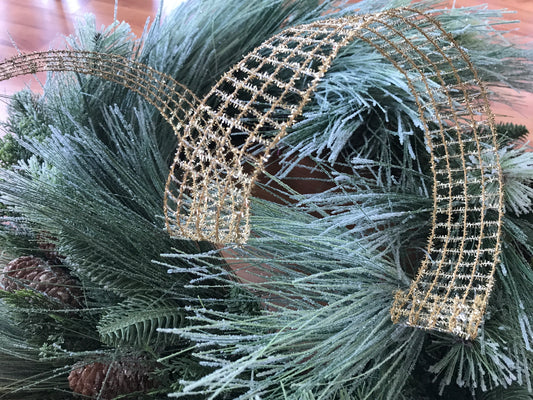 1.5”x10yds Tinsel Mesh Gold Ribbon