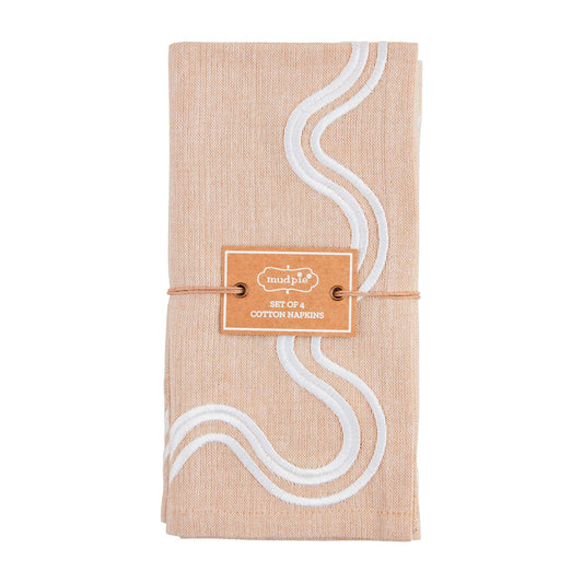 White Squiggly Chambray Napkin