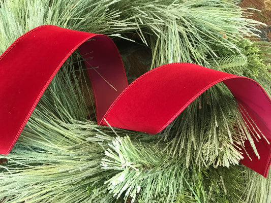 Value Velvet Wired Edge Ribbon Scarlet 2.5” 50yds