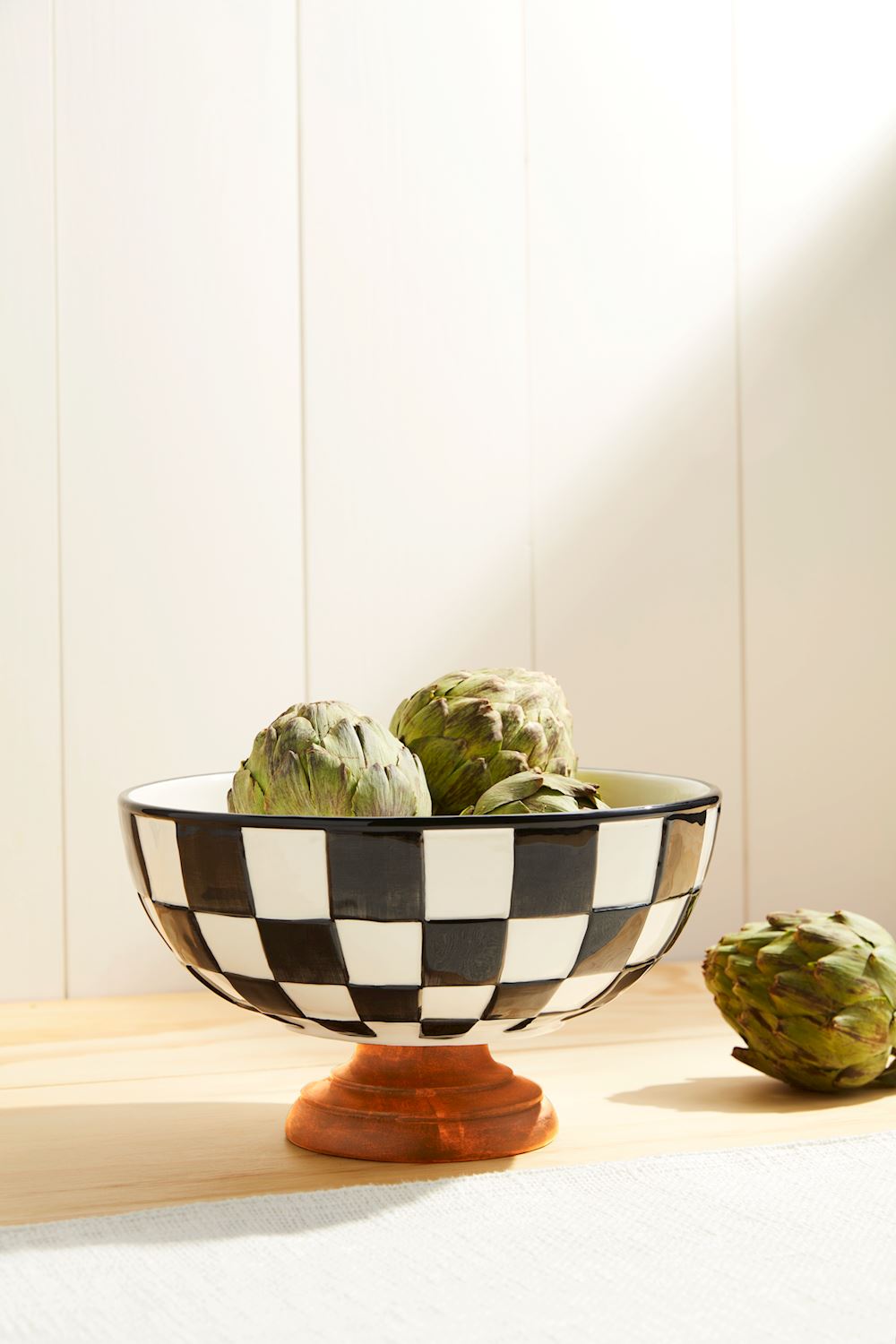 Checked Pedestal Bowl
