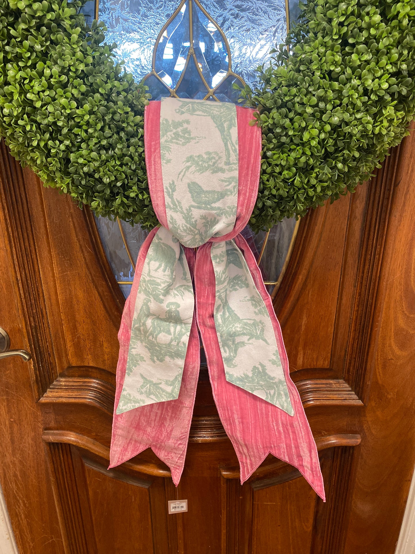 Canvas Toile Wreath Sash Celadon 4"x56"