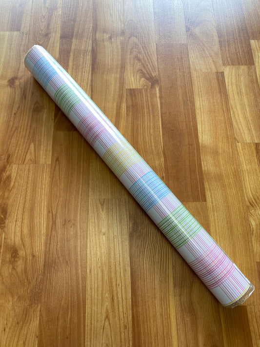 Table Runner Pastel Pink, Green, Blue & Yellow Plaid 12FT x 20"