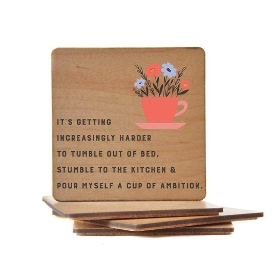 Tumble Out Of Bed Funny Wooden Coasters - Coasters Gift