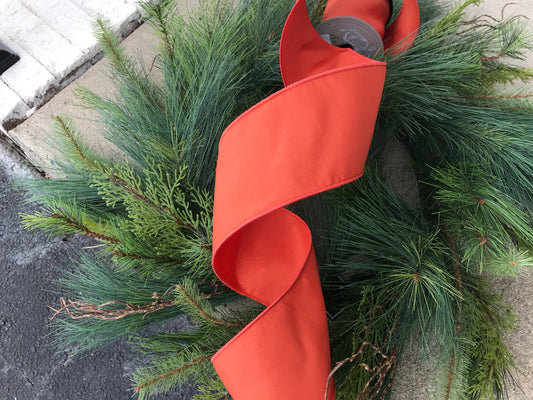 4"x10yds Faux Dupion Ribbon Orange