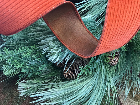 Corduroy Deluxe Mesh Backed Wired Edge Ribbon Burnt Sienna 2.5”x10yds