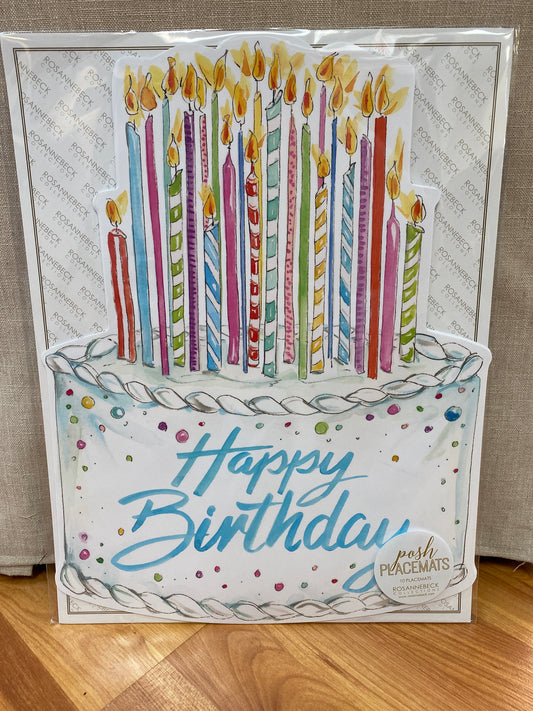 Posh Die Cut Happy Birthday Colorful Birthday Cake Placemats