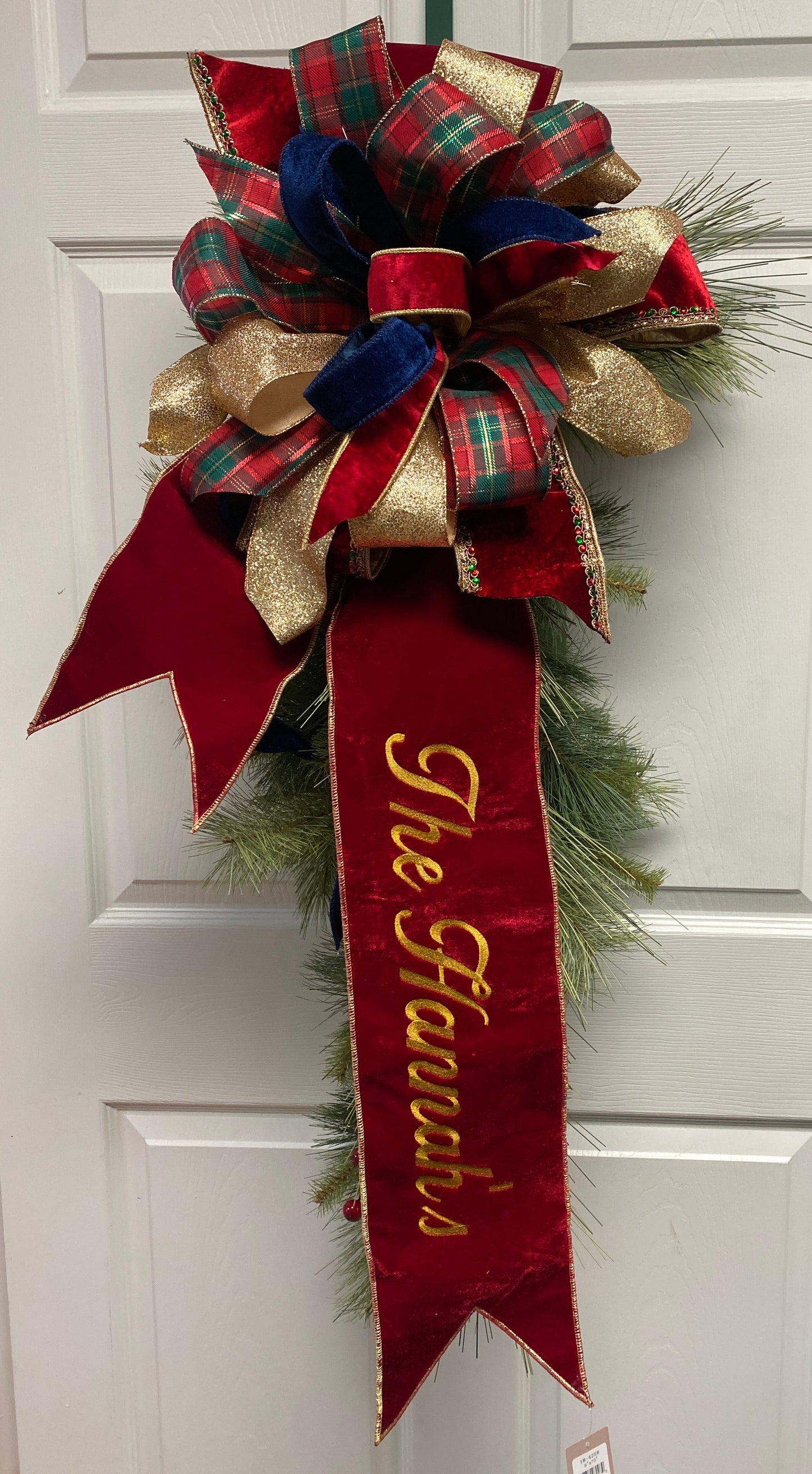6"x 70" Red Velvet Banner/ Wreath Sash with Gold Backing (Sash Only)