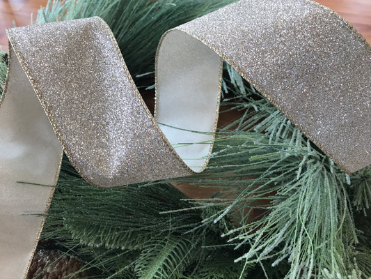 2.5”x10yds Printed Glitter Satin Ribbon