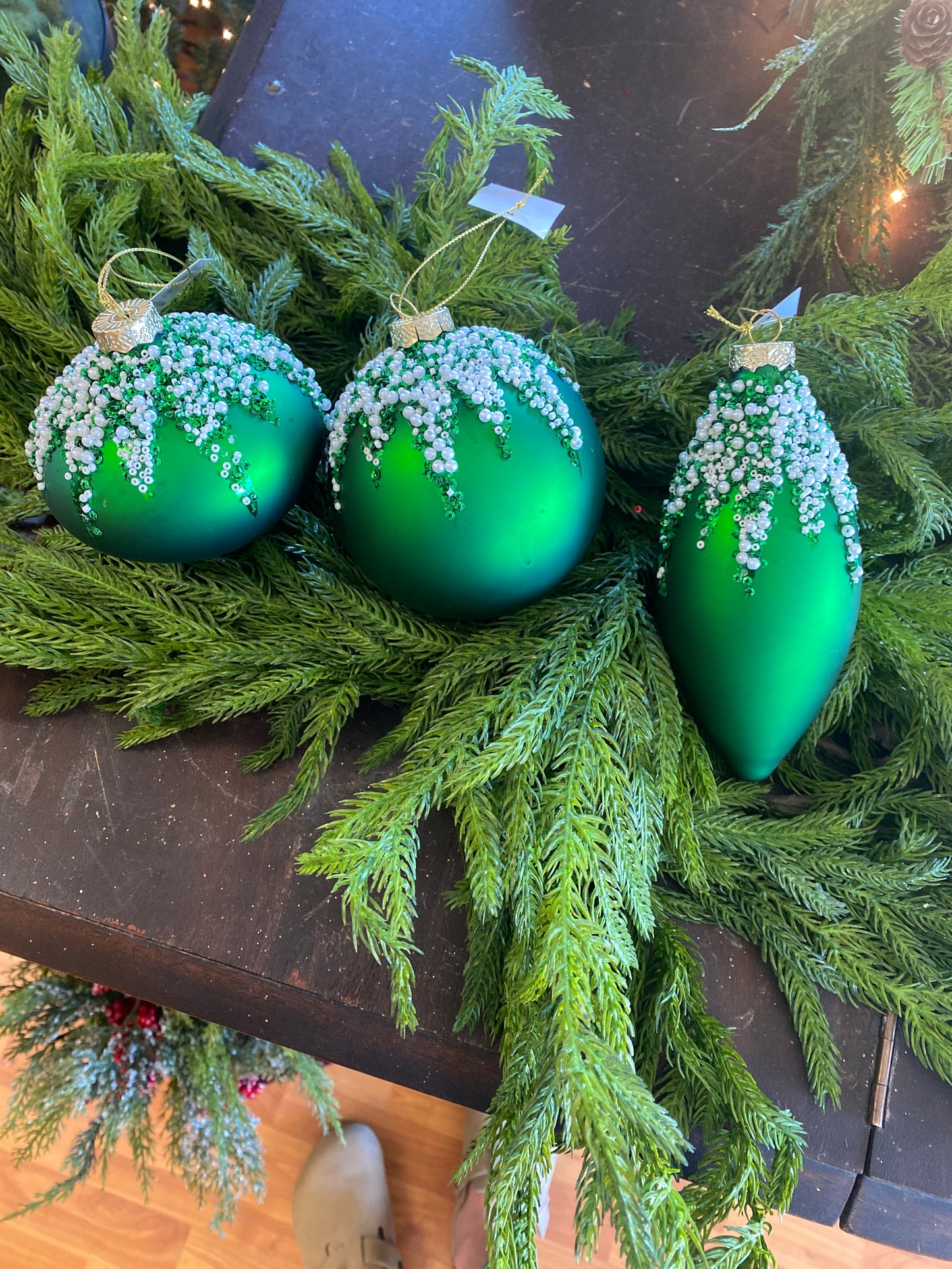 Green Glass Ornaments