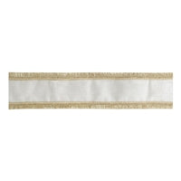4"x5yds White with Gold trim Ribbon