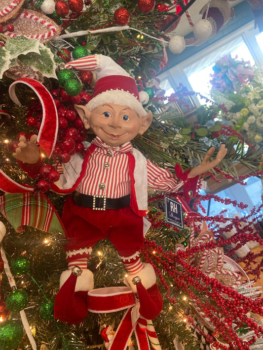 22” Posable Elf in Red Velvet with Bells