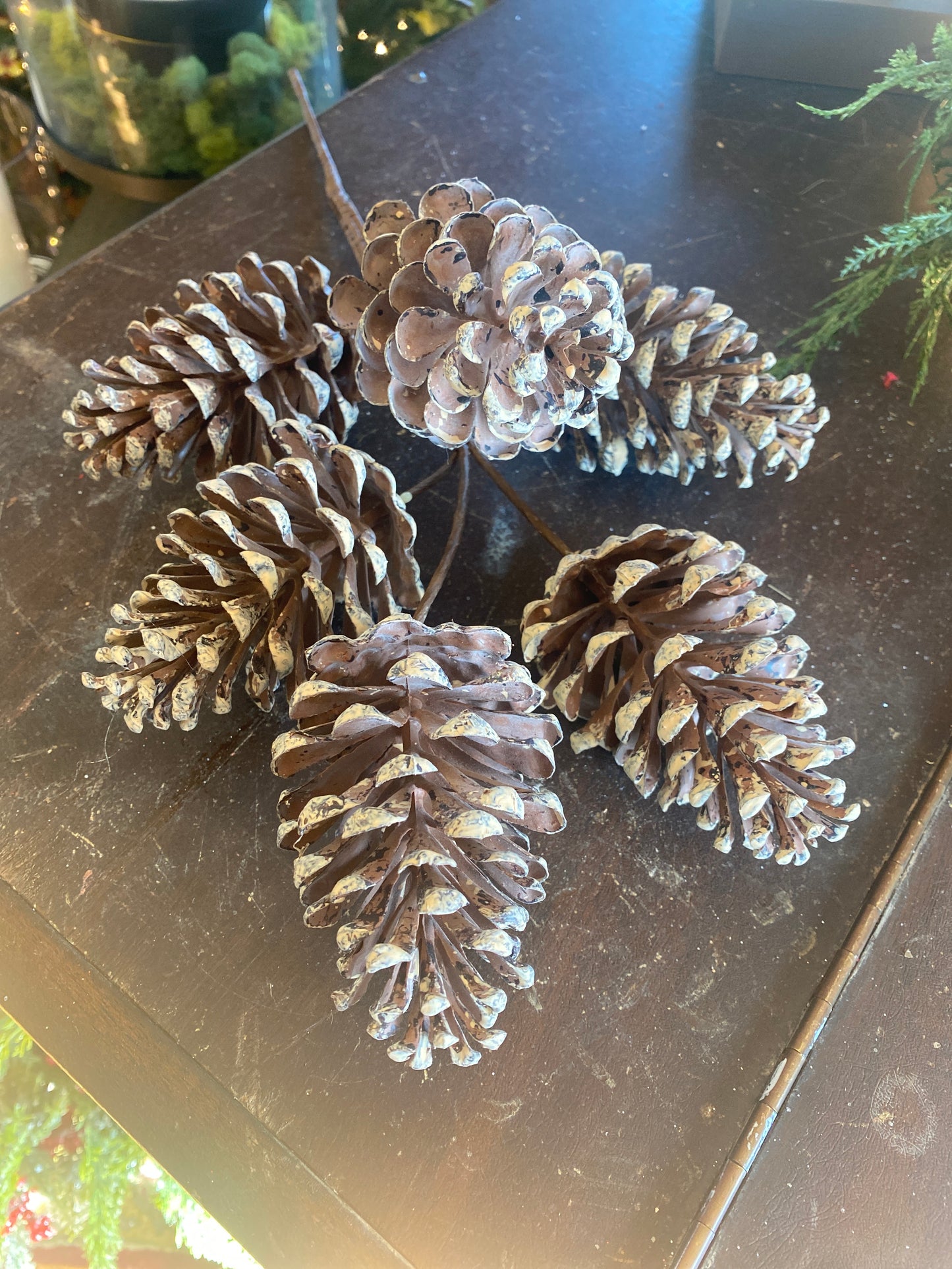 19" Plastic Pinecone Spray Natural