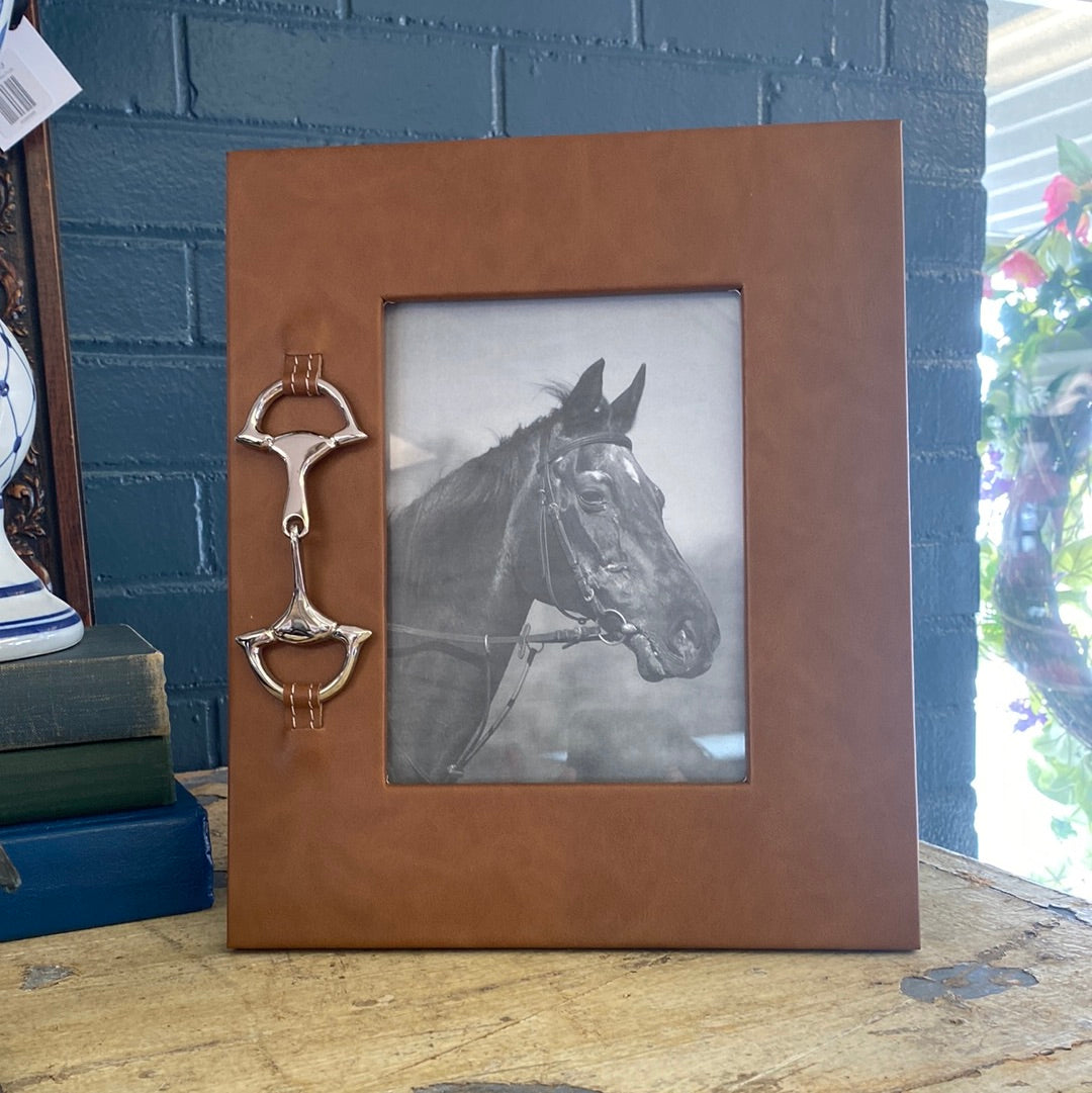 Tan Leather Photo Frames w/ Silver Horse Bit