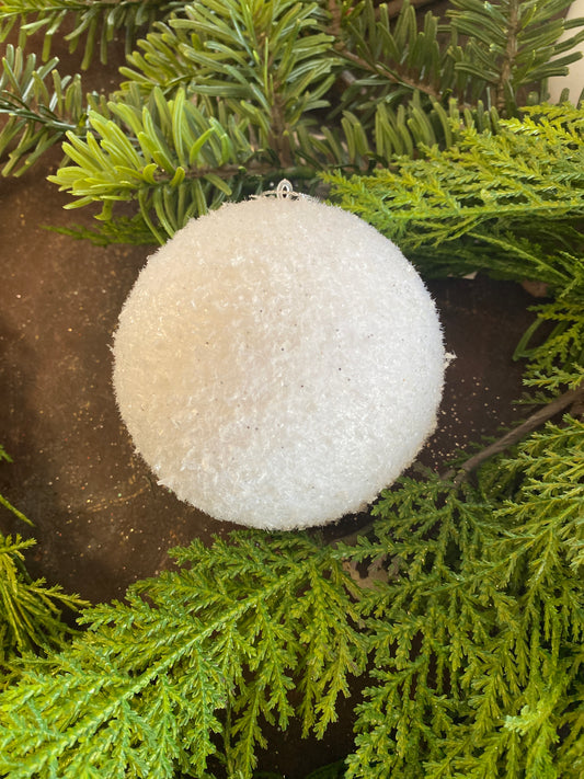 4” Frosted Textured Snowball Ornament