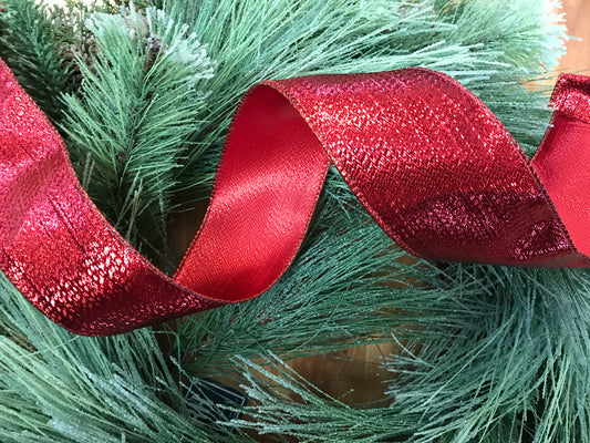2.5”X10YD Gilded Lame Ribbon Red (3/24)