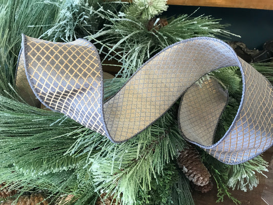 2.5"x10yds Jacquard Harlequin Trellis Grey