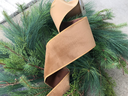 4"x10yds Velvet Taffeta Back, Golden