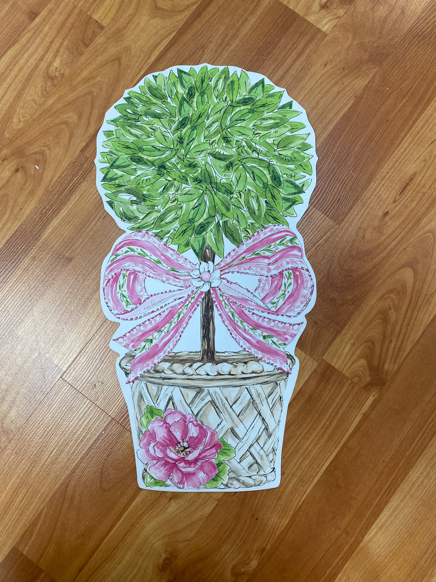 Posh Die Cut Garden Party Topiary with Pink Bow Placemat