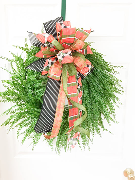 Harlequin Pumpkin Bow with Plaid (Bow Only)