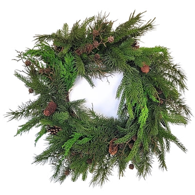 Real Touch Regal Juniper/Spruce Mixed Wreath 24"