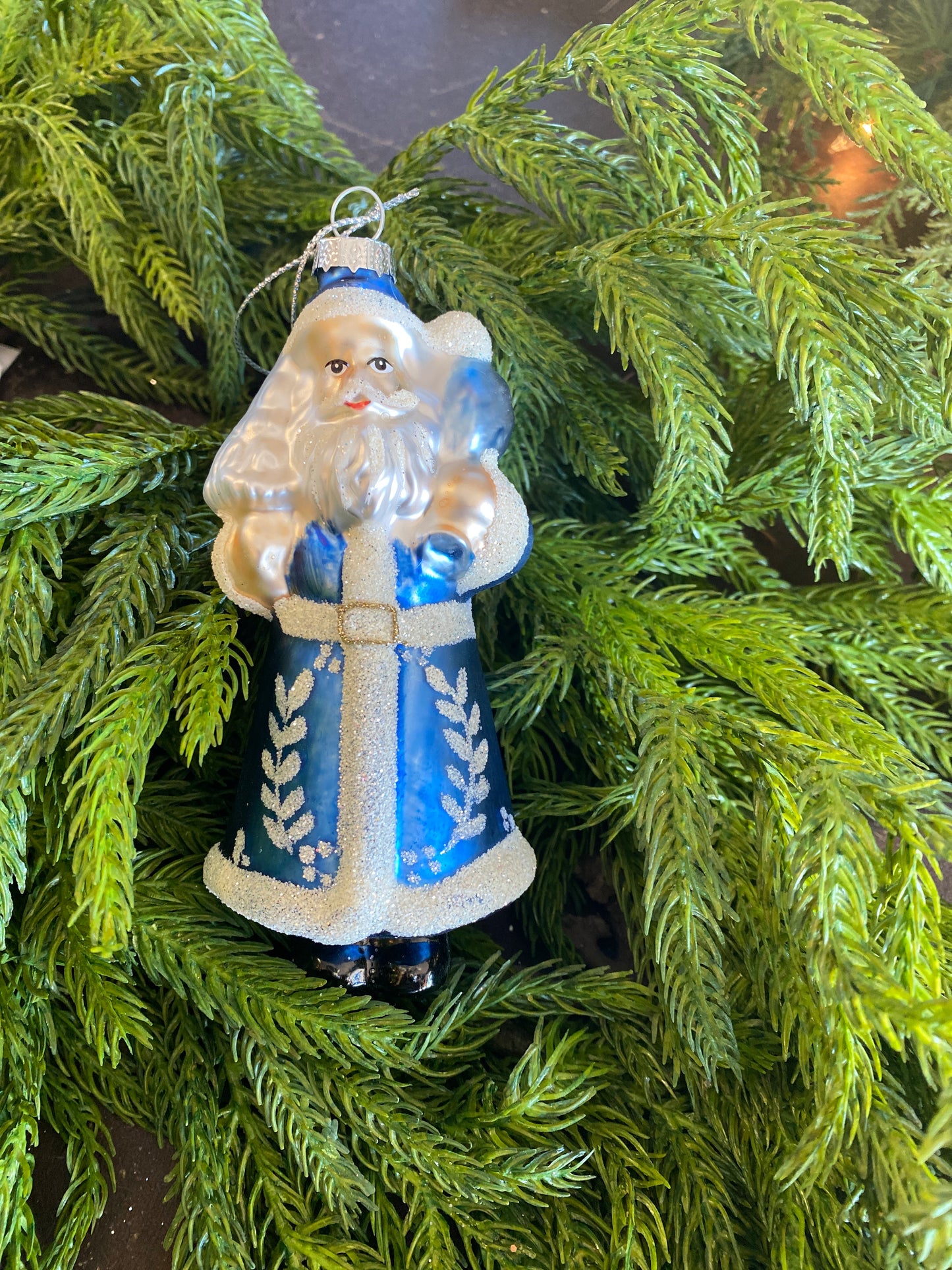 5.5" Glass Santa Ornament