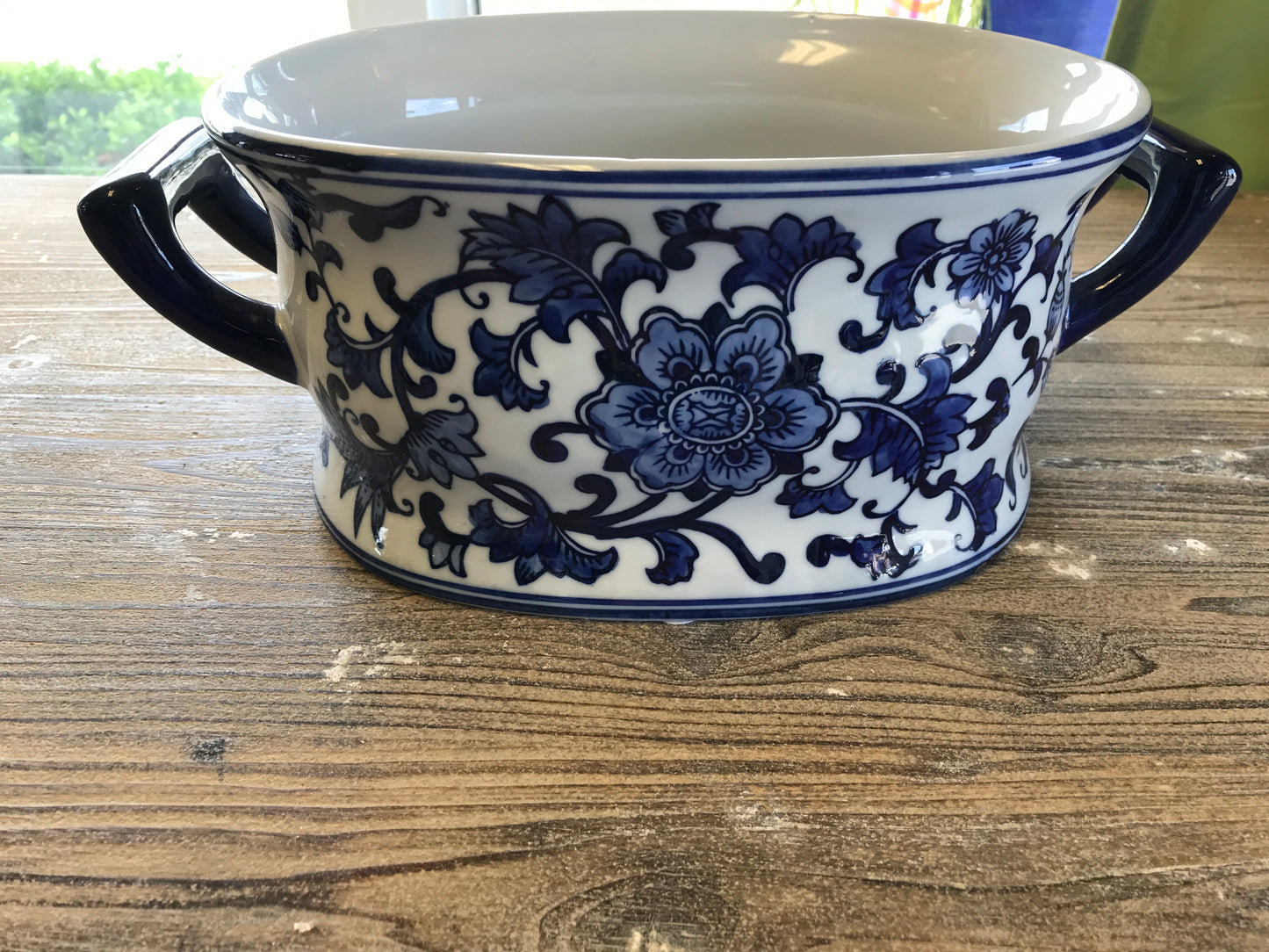 12.5" L Porcelain Terrine Blue & White