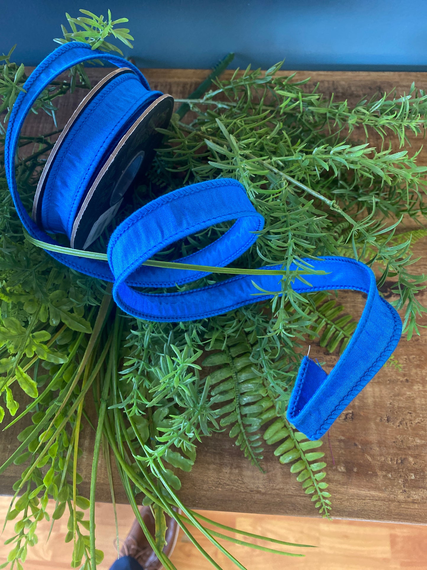 Dupioni Supreme Wired Edge Royal, 7/8" x 10yds