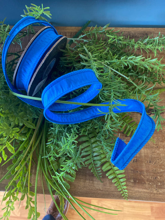 Dupioni Supreme Wired Edge Royal, 7/8" x 10yds