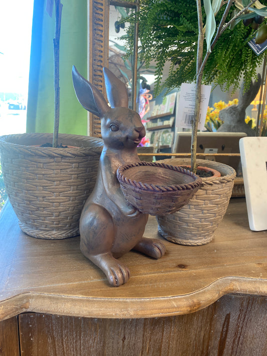 Brown Bunny Holding Basket