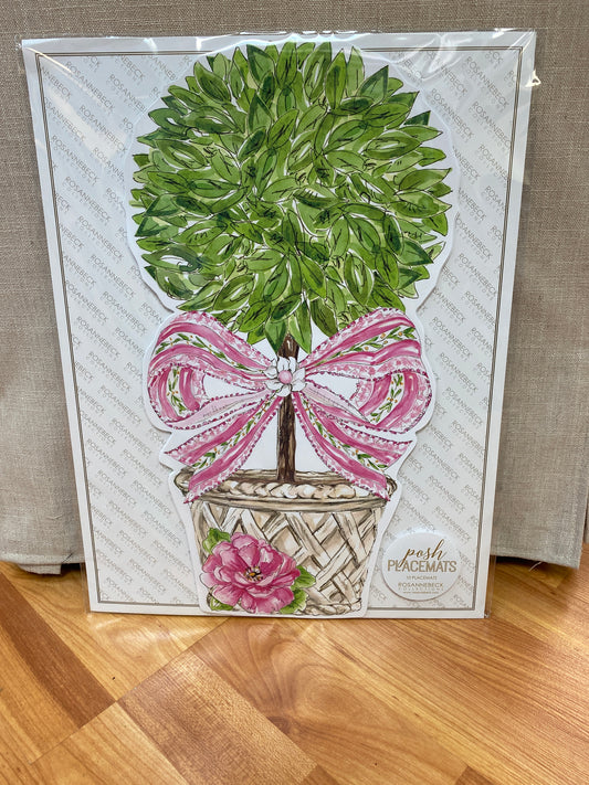 Posh Die Cut Garden Party Topiary with Pink Bow Placemat