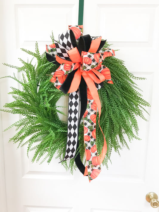 Harlequin Pumpkin Bow with Black (Bow Only)