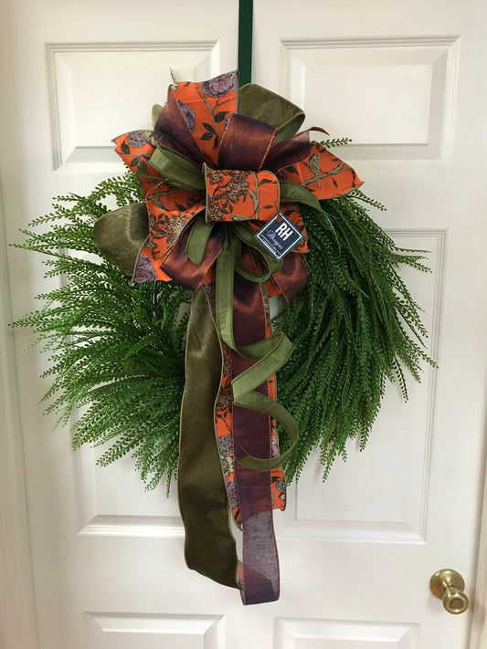 Orange Floral And Green Bow (Bow Only)