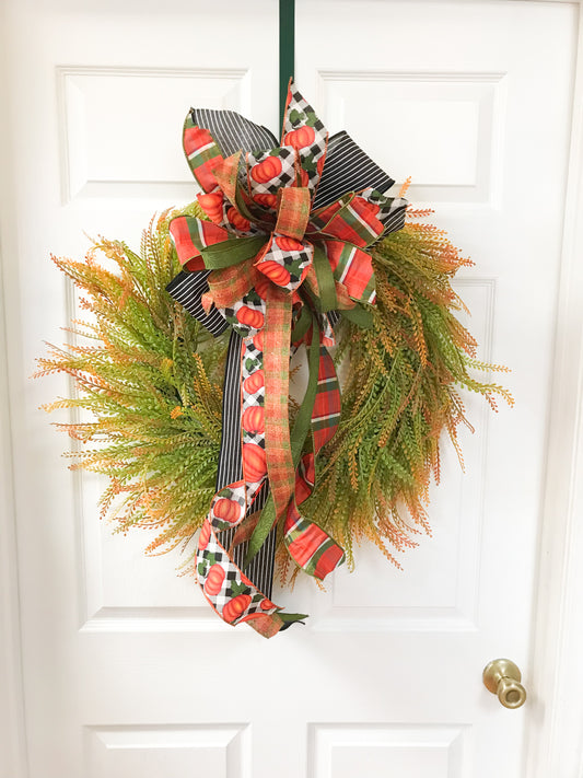 24” Round Fall Bead Grass Wreath UV Protected (Wreath Only)