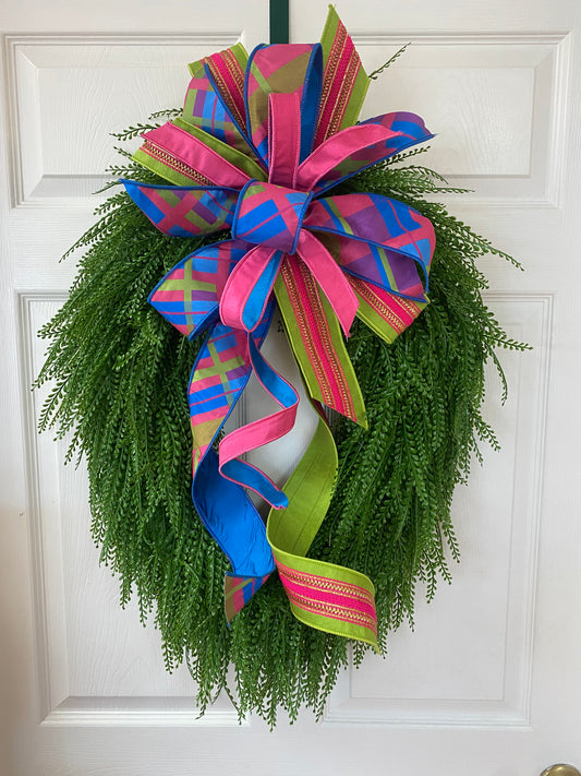 Royal, Hot Pink & Lime Plaid Bow (Bow Only)
