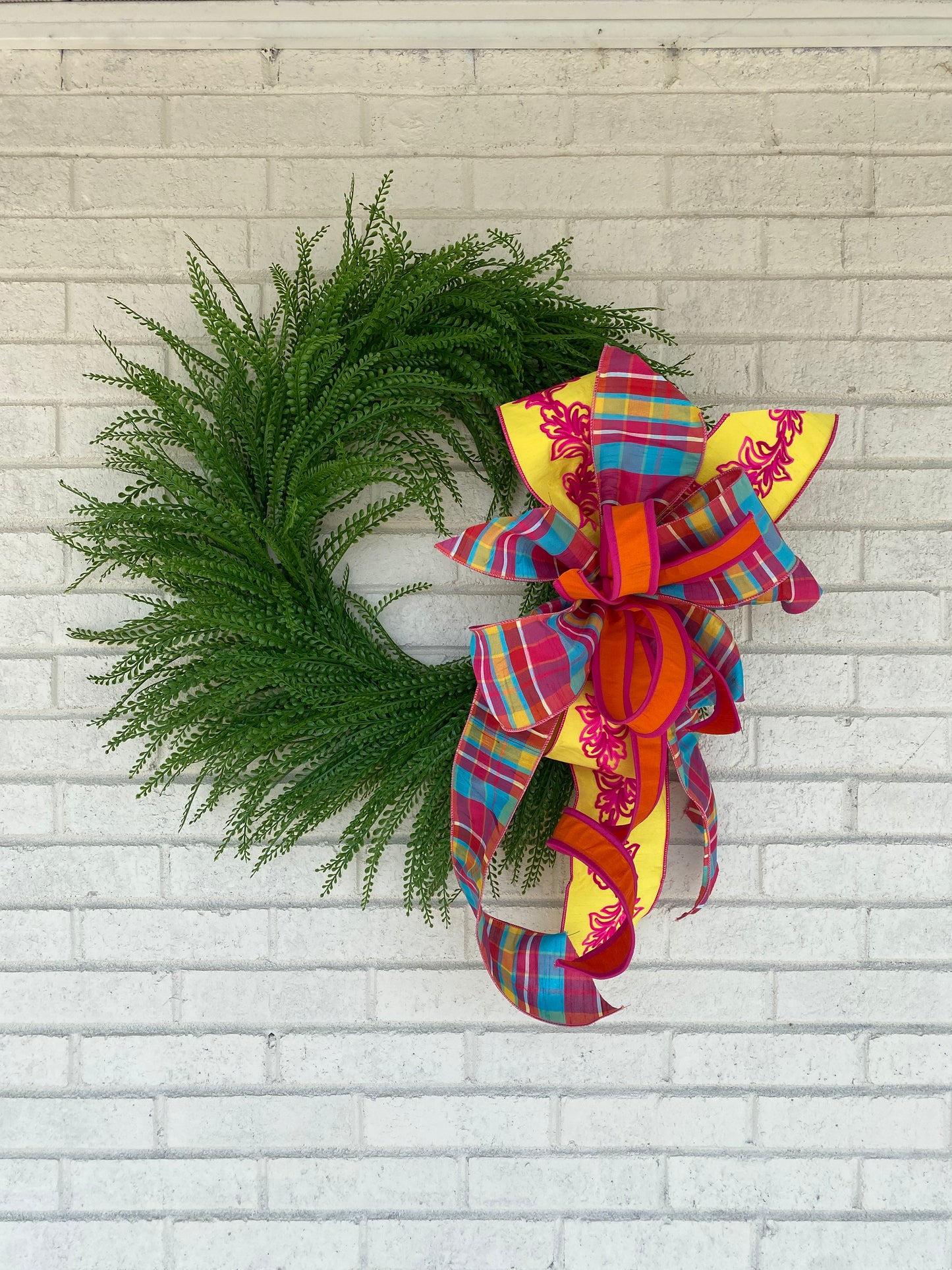 22" Round Bead Grass Wreath with UV Protection (Bow Sold Separately)