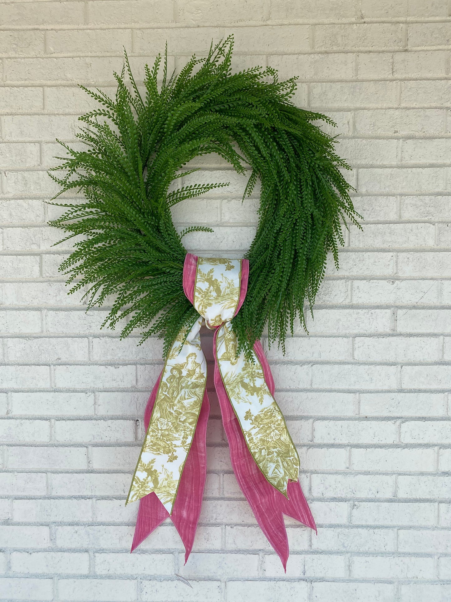 22" Round Bead Grass Wreath with UV Protection (Bow Sold Separately)
