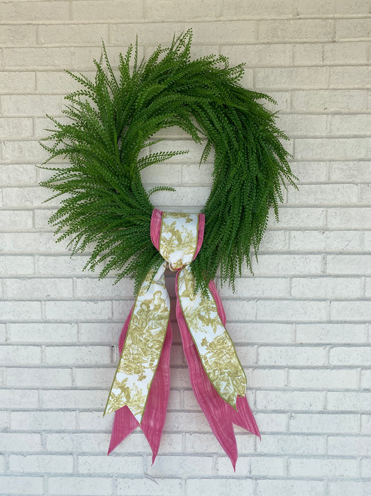 22" Round Bead Grass Wreath with UV Protection (Bow Sold Separately)