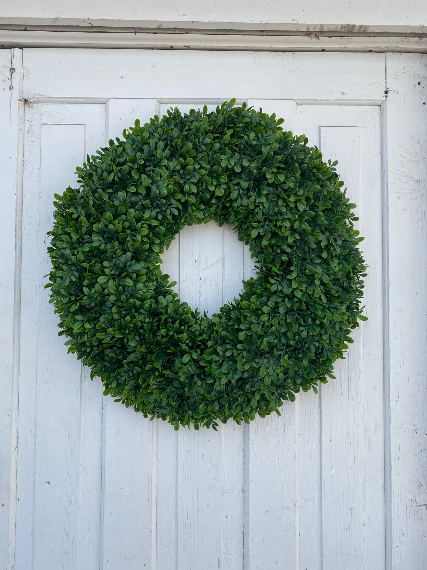 22” Dark Green Boxwood Wreath UV Protected