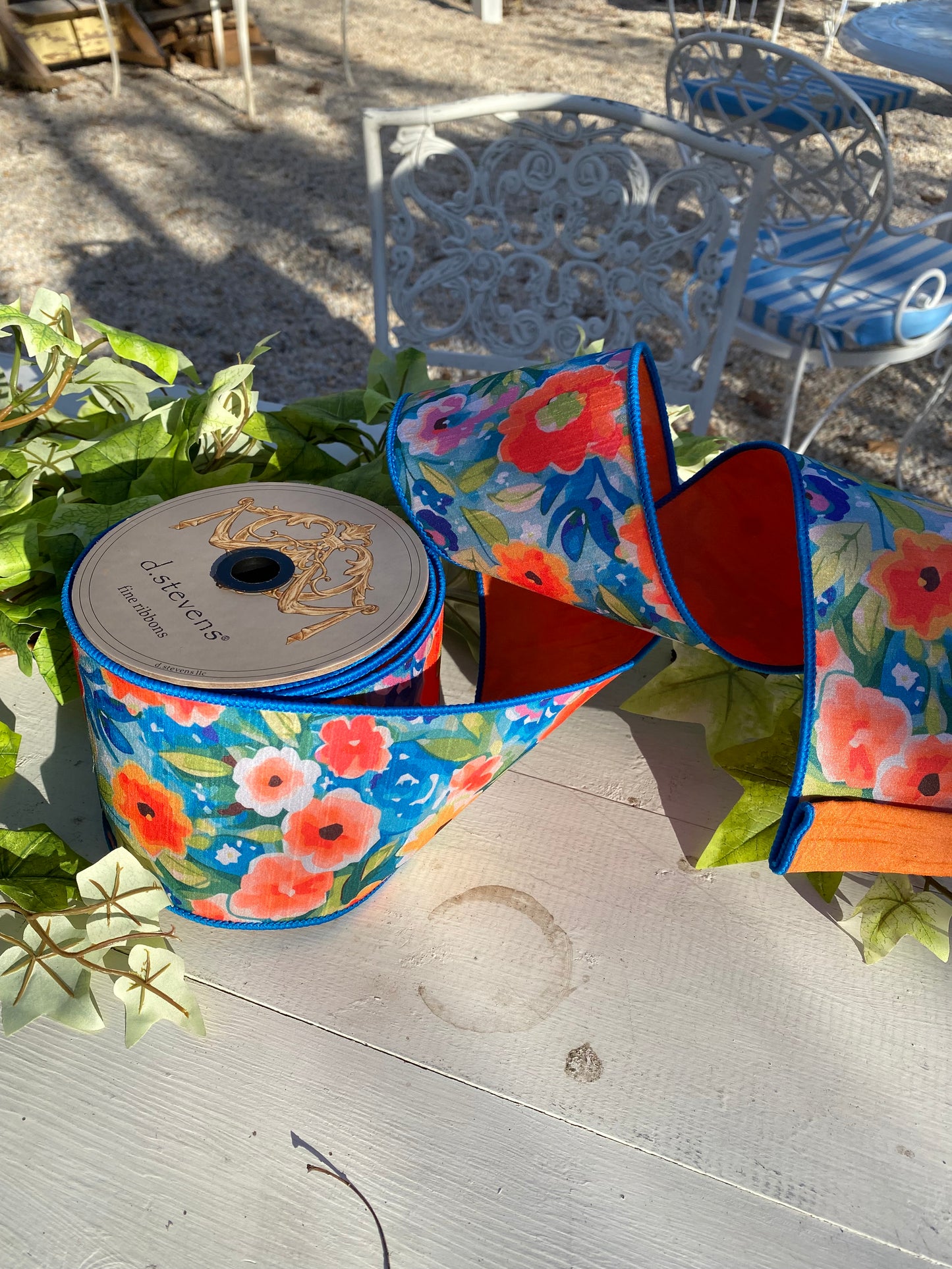 4" x 10yds Watercolor Floral Garden Ribbon