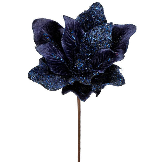 24" Velvet Bead Sequin Magnolia Stem